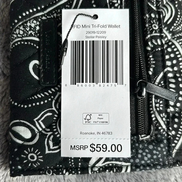 Vera Bradley RFID Mini Tri-Fold Wallet in Cotton Stellar Paisley NWT - Picture 5 of 5